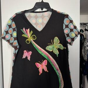 Sequin Butterfly Embellished Women's Top